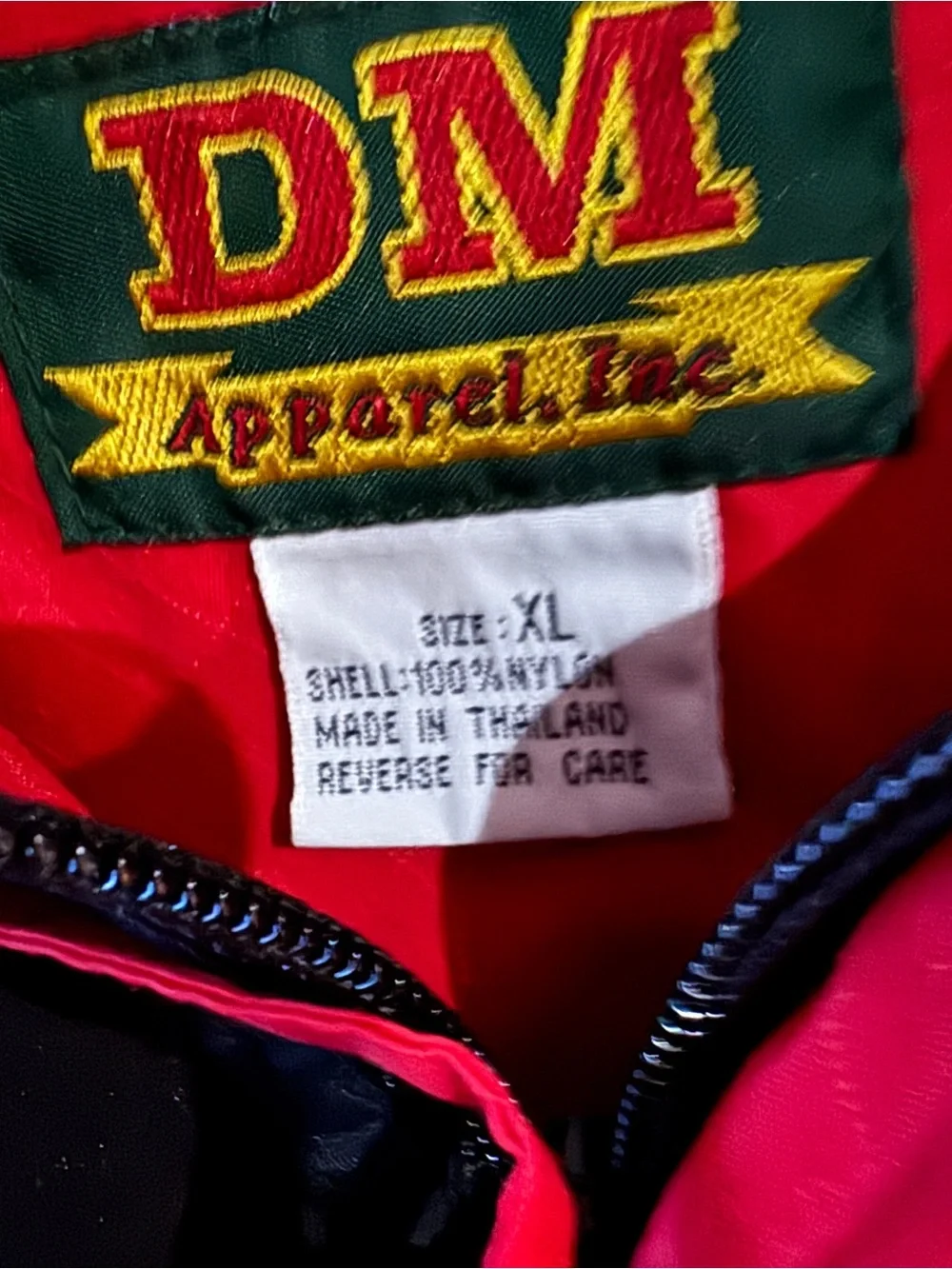 Vintage DM Apparel Packable Colorblock Windbreaker Jacket Men’s XL Red Black